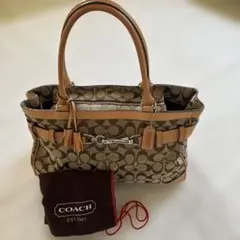 美品　COACH コーチ ラージキャリーオール シグネチャー トートバッグ