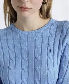 人気品✨ポロラルフローレン　大人気　現行タグ　ケーブルセーター　パステルブルー