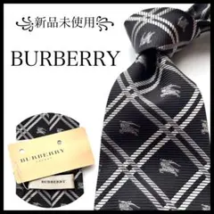 ꧁新品未使用꧂ バーバリー ネクタイ ホース ロゴグラム チェック ブラック