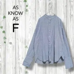 アズノウアズ　ストライプブラウス　バンドカラー　オーバーサイズ　ネイビー