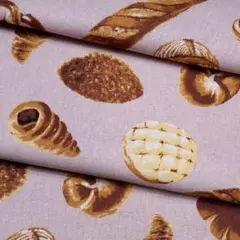 ✨50cm✨パン柄　綿麻キャンバス くすみピンク