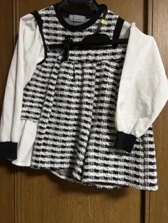 チェック柄ツイード風チュニックとショートパンツセット
