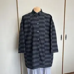 大島紬　シャツチュニック　シャツ　ジャケット　リメイク　ハンドメイド