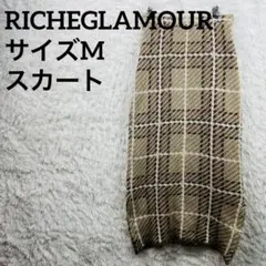 RICHE GLAMOUR チェック柄 ニット タイトスカート ウエストゴムのサムネイル