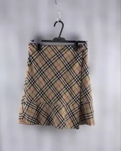【難あり】バーバリーブルーレーベル ノバチェック柄 巻きスカート