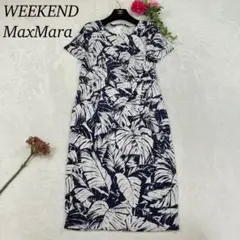 お値下げ/S MaxMara 半袖ロングワンピース ネイビー系 花柄　近年モデル お値下げ/S MaxMara 半袖ロングワンピース ネイビー系 花柄 近年