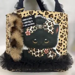 パネル生地♡ねこちゃんフリルトートバッグ