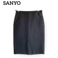SANYO タイトスカート【38】膝丈 スリット ポケット ストレッチ オフィス