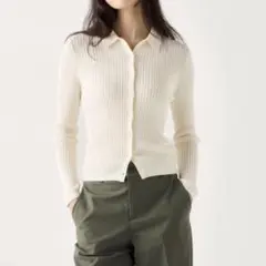 ユニクロ メリノリブポロカーディガン ニット