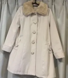 ロングコートホワイト　Mサイズ　襟取り外し可能