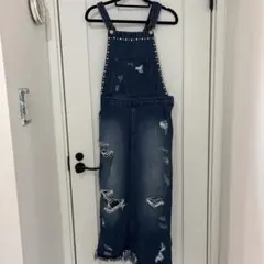 Rady ダークデニム ロングサロペット ビーズ装飾付き