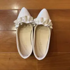 フォーマル パンプス 20cm パール 花 女の子 結婚式 発表会 靴