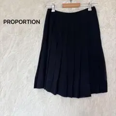 PROPORTION プリーツスカート ひざ丈 L ブラック シンプルのサムネイル