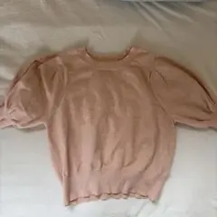 NICE CLAUP ピンク パフスリーブ 半袖ニット