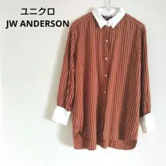 ユニクロ JW ANDERSON ブラウンストライプ長袖シャツ Ｓ