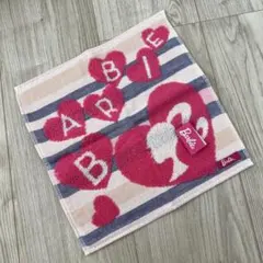 【新品未使用】Barbie ストライプ ハート タオルハンカチ