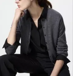 UNIQLOユニクロメリノリブクルーネックショートカーディガンXLグレー新品