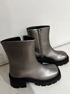 【rienda】シルバー サイドゴアブーツ 合成皮革