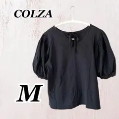 コルザ パフスリーブ Tシャツ ブラック Mハニーズ バックリボン カットソー
