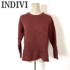 INDIVI インディヴィ 長袖ニットセーター レッド ウール 38 C5415