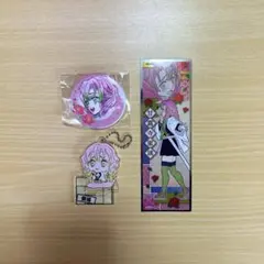 鬼滅の刃 甘露寺蜜璃缶バッジ＆アクリルスタンドキーホルダー＆シールセット