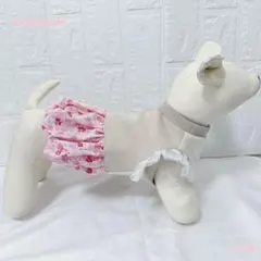 犬服 ハンドメイド バルーンワンピース SSサイズ 小型犬 お花柄　フリル