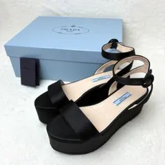 超美品✨プラダ アンクルストラップ 厚底サンダル37 シルク 24cmのサムネイル