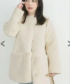 キルティング裾ファーコート　ベースメントオンライン