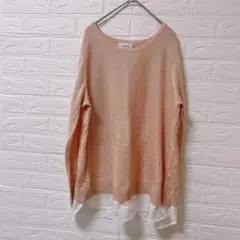 美品 Calvin Klein [L] ピンク 長袖ニット 春 カルバンクライン