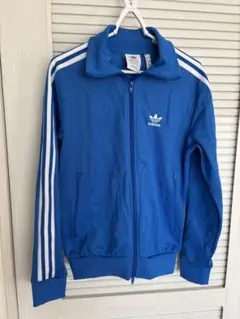 adidas 青 ジャージジャケット 3本ライン