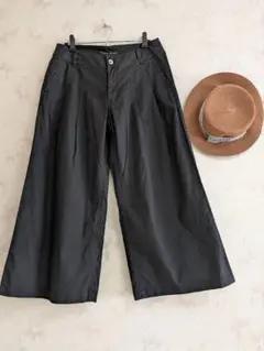 LA MARINE FRANCAISE 麻　ツータックワイドパンツシンチバック黒