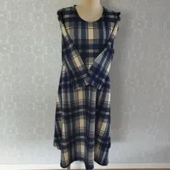 チェック柄 長袖ワンピース M-Lサイズ