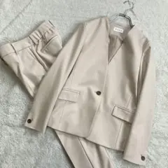 極美品・近年✨PLST　ブラッシュドバックカラーレスジャケット　セットアップ