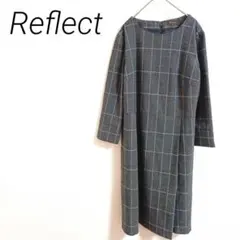 Reflect グレーと青のチェック柄ワンピース　S カジュアル　カジュアル