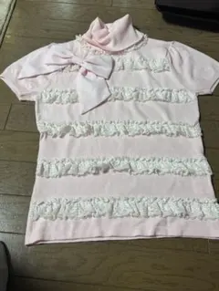 フリル レース ピンク ニット ビッグリボンのサムネイル