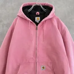 希少カラーCarhartt アクティブジャケット ピンクレディースL メンズSM