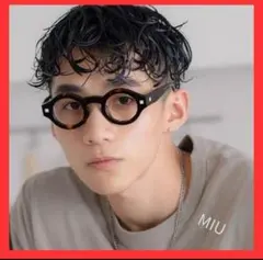 【残り1個】べっ甲柄 ヴィンテージ・デザイン ラウンド型 丸メガネ 伊達 レトロ