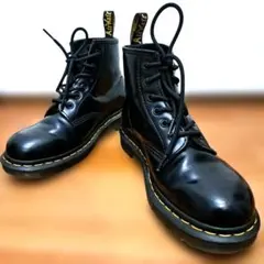 ドクターマーチン　6ホール　ブラック　ブーツ　イエローステッチ　24cm