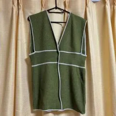 LOWRYS FARM グリーン Vネック ニットベスト