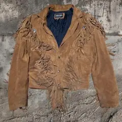 80sフランス古着【革ジャンウエスタンレザージャケット】フリンジメンズバイカー