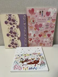 【まとめ売り】花柄　日記帳　ノート　3冊