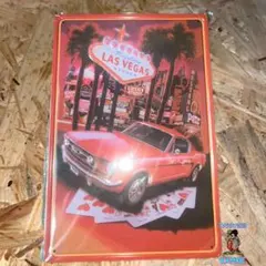 マッスルカー　エンボス　看板　ブリキ　622