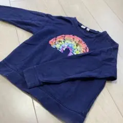 ネイビー 虹刺繍 トレーナー　140