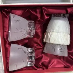 トンボ模様 ガラス製盃 4個セット