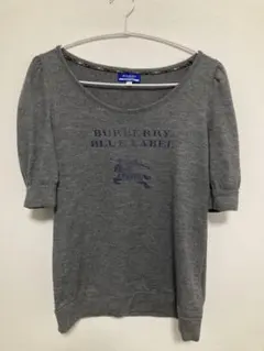 【美品】バーバリーブルーレーベル グレー トップス チュニック ロゴ 半袖