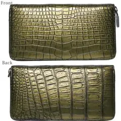 16b エナメル クロコダイル 長財布 ラウンドファスナー 高級 