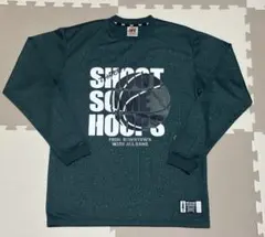 【美品】THREE POINT スリーポイント バスケ ロンT S 濃緑 ドライ