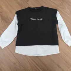 レイヤード長袖カットソー 黒と白