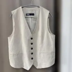 ザラ　ベージュ　ベスト　Lサイズ