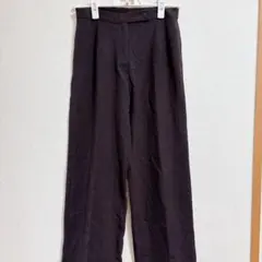 【上質イタリア製】美シルエット ワイドパンツ ダークブラウン スラックス【M】